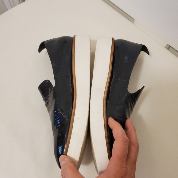VINCE SANDERS BLACK PATENT LEATHER PLATFORM LOAFERS SIZE 10M - Picture 10 of 14